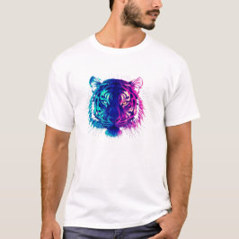 Neon White Tiger – Glowing Cyberpunk Wildlife Art T Shirt