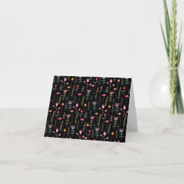 Neon Wildblommor på svart (tomt för ditt meddeland Kort