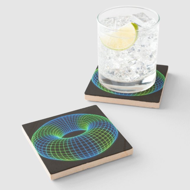 Neon Wireframe Torus Stenunderlägg (Sidan)