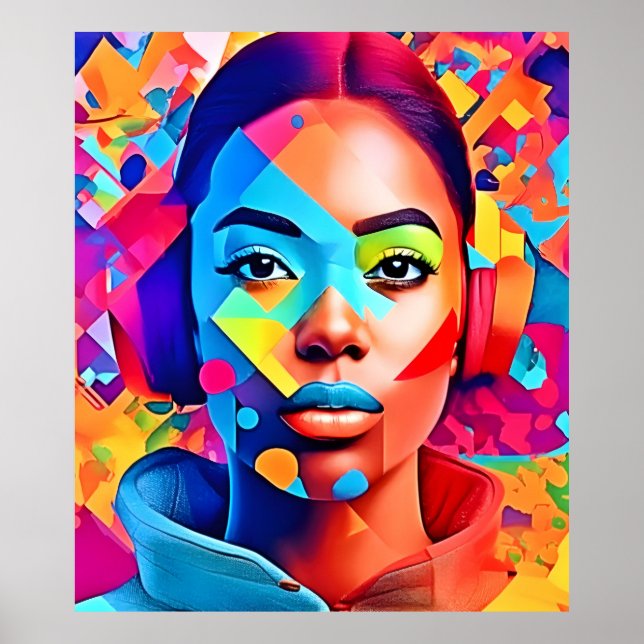 Neon Woman Dreams Digital Art Poster (Framsidan)