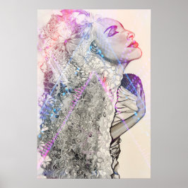 Neon Woman och Child Print Poster