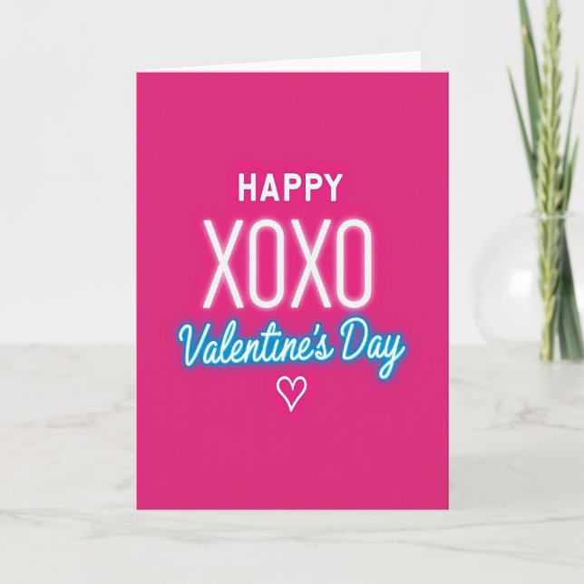 Neon Xoxo Alla Hjärtans Dag-kort Kort (Framsida)