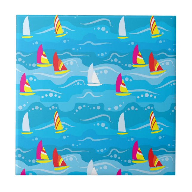 Neon Yacht Mönster Kakelplatta (Framsidan)