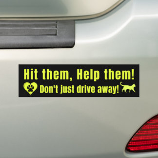Neon Yellow "Hit them, Help them!" Bumper Sticker Bildekal