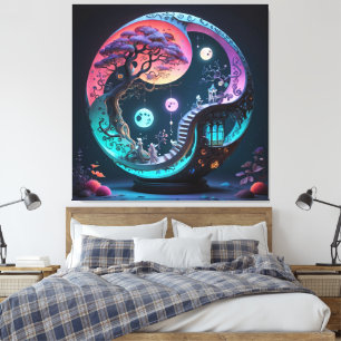 Neon Yin Yang Surreal Fantasy 1 Canvastryck