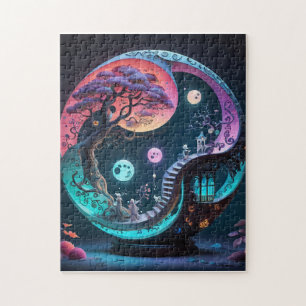 Neon Yin Yang Surreal Fantasy 1 Pussel