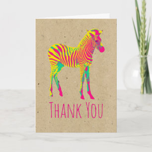 Neon Zebra Baby djur Funky Retro Tack Kort