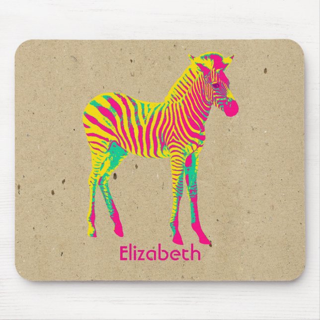 Neon Zebra Baby djur Psychedelic Funky Retro Musmatta (Framsidan)
