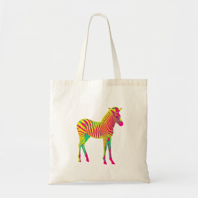 Neon Zebra Baby djur Psychedelic Funky Retro Tygkasse (Framsidan)