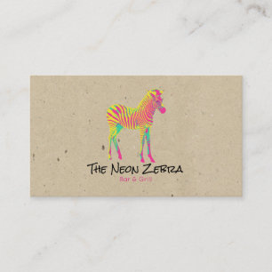 Neon Zebra Baby djur Psychedelic Funky Retro Visitkort