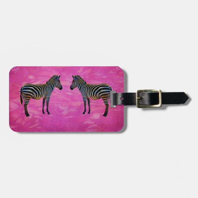 Neon Zebra Reflection Customized Adress Mobil Bagagebricka (Horisontell Framsida)