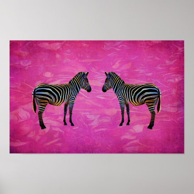 Neon Zebra Reflektion Poster (Framsidan)