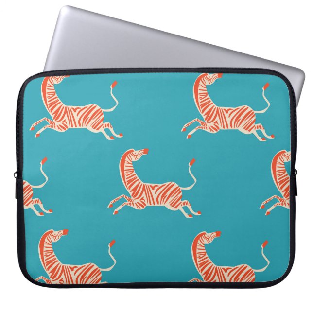 Neon Zebra: Retro Colorful Seamless Laptop Fodral (Framsidan)