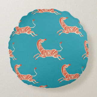 Neon Zebra: Retro Colorful Seamless Rund Kudde