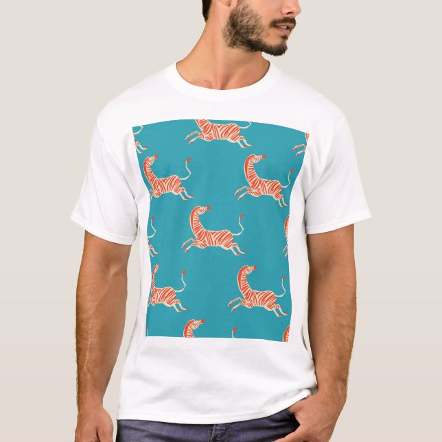 Neon Zebra: Retro Colorful Seamless T Shirt (Framsida)