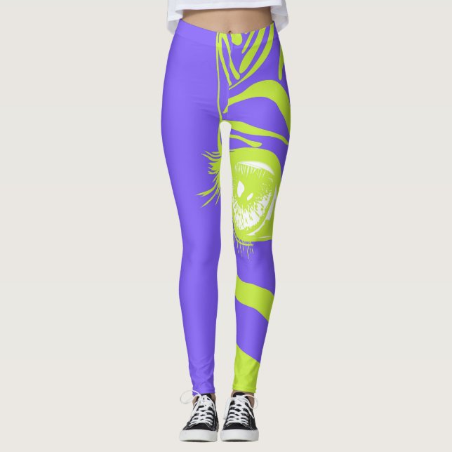 Neon Zebramönster Mode Leggings (Framsida)