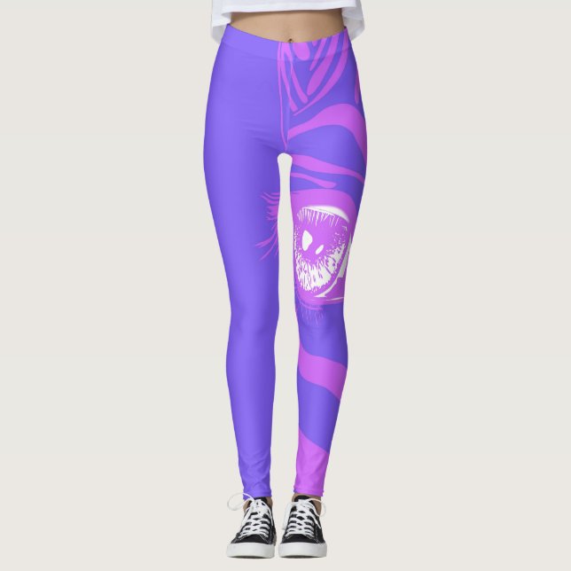 Neon Zebramönster Mode Leggings (Framsida)