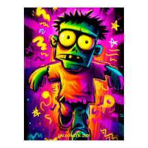Neon Zombie – Cartoon Pop Art Halloween-monster