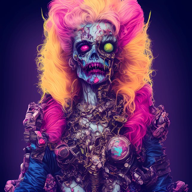 Neon Zombie Queen Fyrkantigt Klistermärke (Skapare uppladdad)