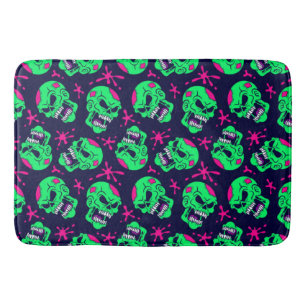Neon Zombie Skallar Mönster Badrumsmatta