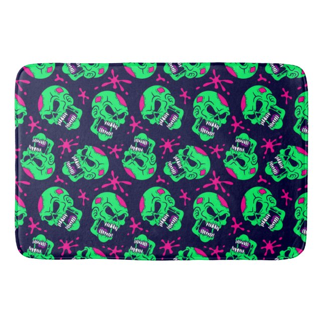 Neon Zombie Skallar Mönster Badrumsmatta (Framsidan)
