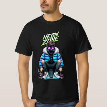 NEON ZONE – Cyberpunk Chill Crew Grafisk T-Shirt