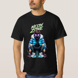 NEON ZONE – Cyberpunk Chill Crew Grafisk T-Shirt