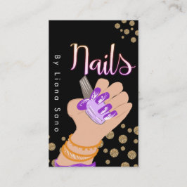 Neonailkonstnär Glöd Skript Handritad Illustration Visitkort