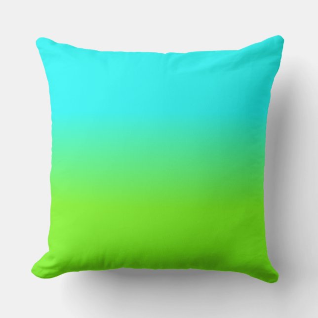 NeonAqua och neon gröna Ombré skuggar färg bleknar Kudde (Framsida)