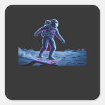 Neonastronaut skateboardåkning på månen