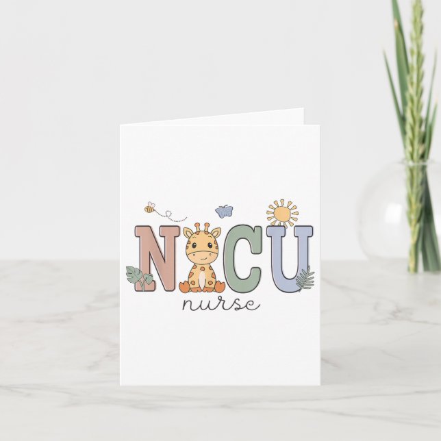 Neonatal Intensive Care Unit Nicu Nurse Giraffe Nu Kort (Framsida)