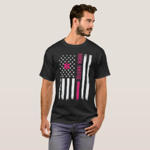 Neonatal NICU Nurse American Flagga Typography T Shirt