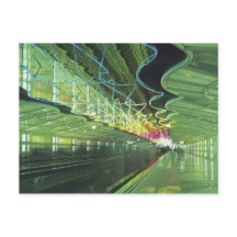 Neonbelysning i korridoren för O'hare Airport.