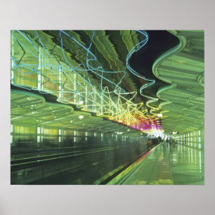 Neonbelysning i korridoren på O'hare Airport, Poster
