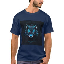 Neonblå Geometrisk Varg T-Shirt