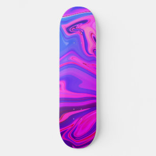 Neonblå lila rosa abstrakt mönster mini skateboard bräda 18,5 cm