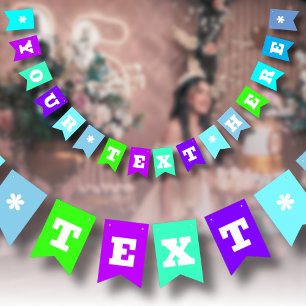 Neonblåa nyanser enfärgad   Anpassad Vimplar