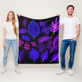 Neonblad i rosa och lila nyanser fleecefilt