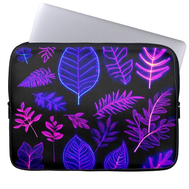 Neonblad i rosa och lila nyanser laptop fodral (Framsidan)