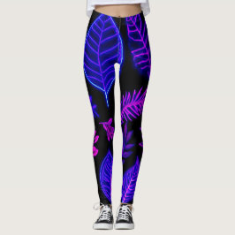 Neonblad i rosa och lila nyanser leggings