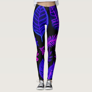 Neonblad i rosa och lila nyanser leggings