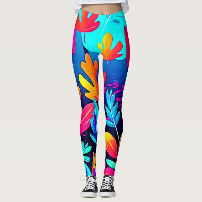 Neonbladparadis Konst Leggings (Framsida)