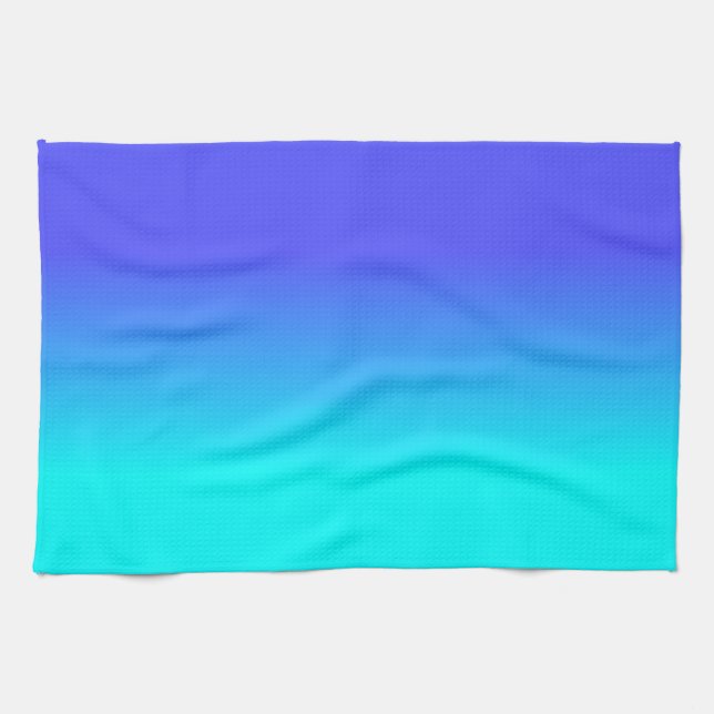 Neonblått och ljus neonAqua Ombré skuggar färg F Kökshandduk (Horisontell)