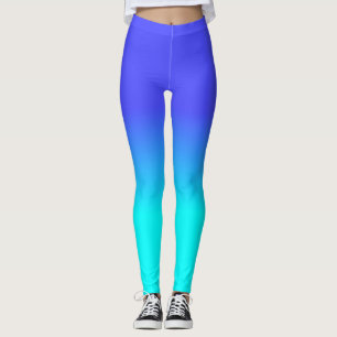 Neonblått och ljus neonAqua Ombré skuggar färg Leggings