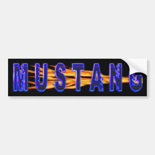 Neonblåttmustangen och flammar bildekal