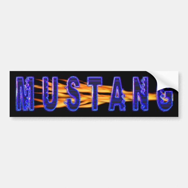 Neonblåttmustangen och flammar bildekal (Framsidan)
