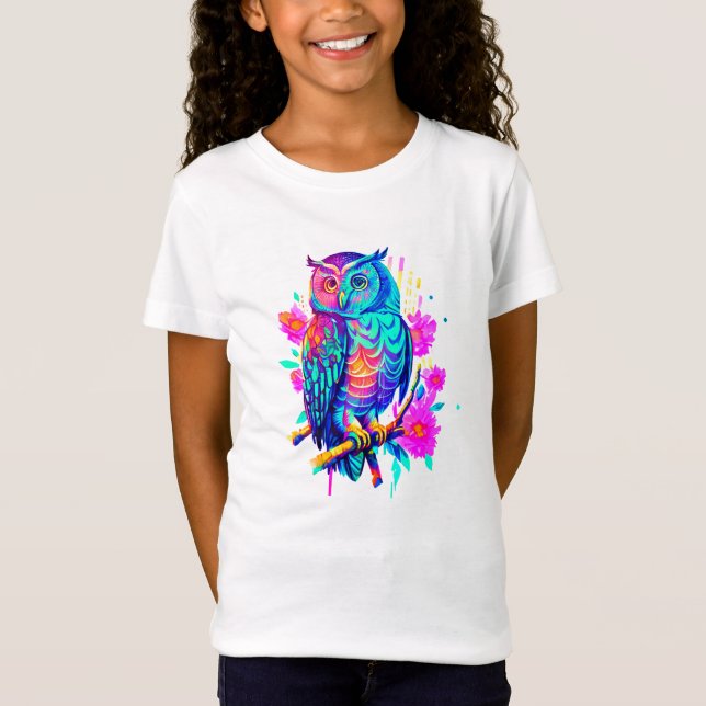 Neonblomma Ugglor T Shirt (Framsida)