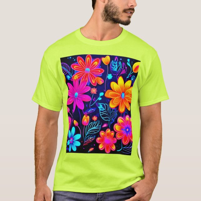 Neonblommig fantasi t shirt (Framsida)