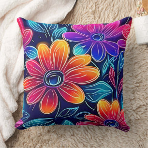 Neonblommor blommar ljust kudde