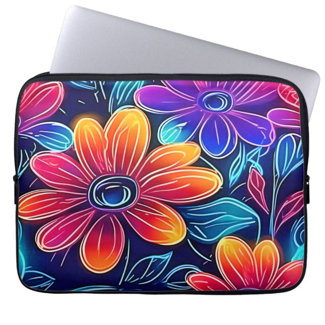 Neonblommor Blommar Ljust Laptop Fodral (Framsidan)